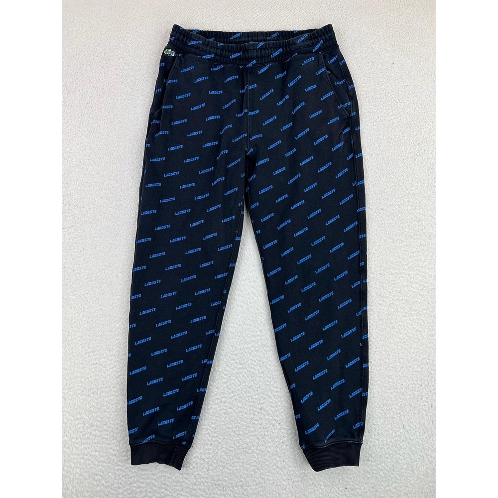 Lacoste Live Mens Medium Black All Over Print French Terry Jogger Pants HH7342